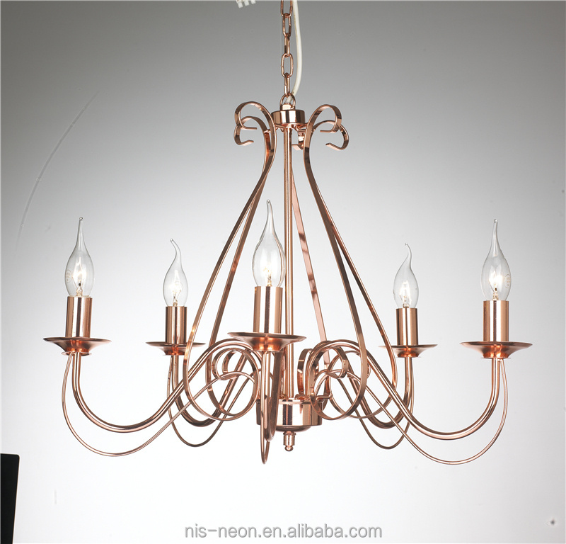 Retro Black Pendant Lamp Chandelier Lighting 5 Candle Wrought Iron Light Hanging Ceiling Fixtures