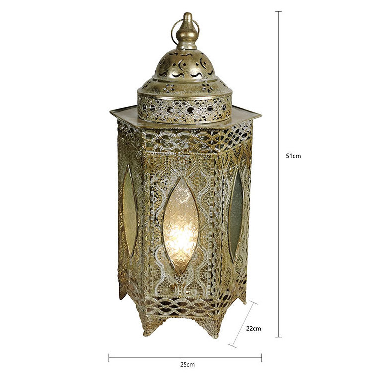 Home Decor Lighting White and Gold Moroccan Style Lantern Floor Lamps Handmade Antique Brass Moroccan Lamp For Home