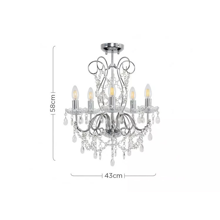 Mini Modern Crystal Candle Chandeliers Lighting Fixture Dining Room Acrylic Droplets Flush Mount Rain Drop Pendant Ceiling Light