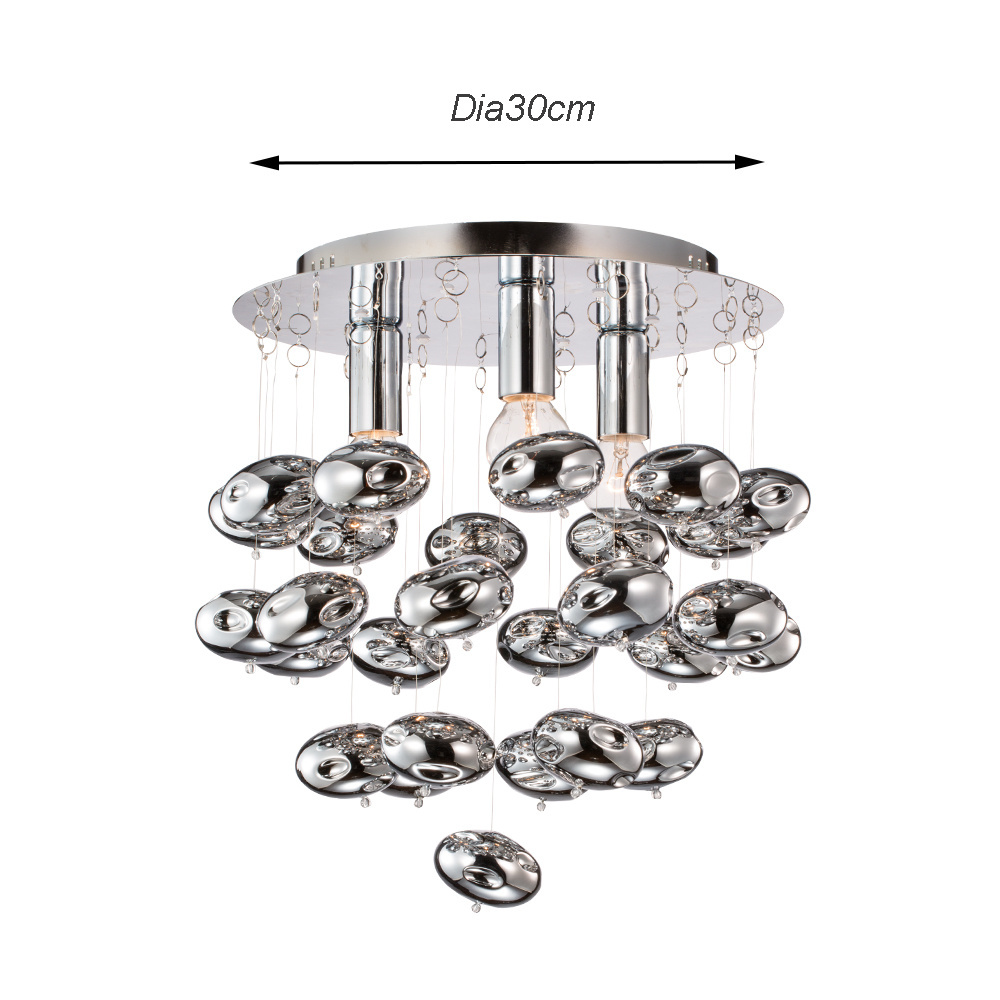 LED glass ball modern round chrome Flush Mount ceiling Light