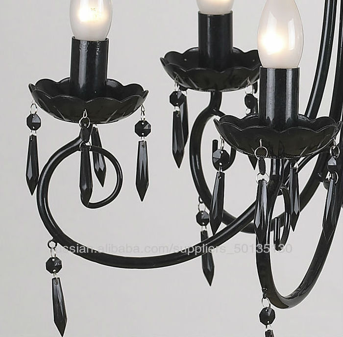 European chandelier iron black candle pendant lamps LED Indoor chandelier