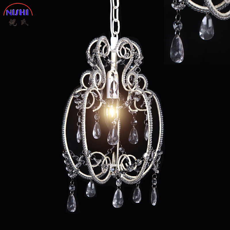 white metal tadpoles pendant Lamp mini glass crystal swag chandelier Lighting nursery kids children room NS-120147W