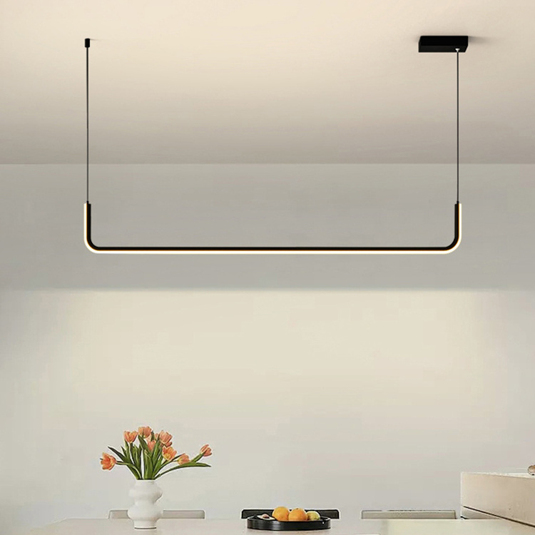 Kitchen Island Lighting Fixture Modern Minimalist Dining Room Drop Acrylic Ceiling Lamps Linear LED Chandelier Pendant Light