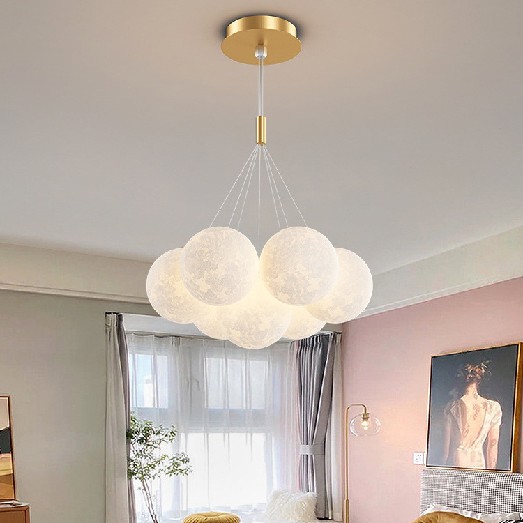 Modern Moon Lampshade Acrylic Pendant Light For Home Child Bedroom LED Decor Lighting Bubble Chandelier Ball Shape Pendant Light