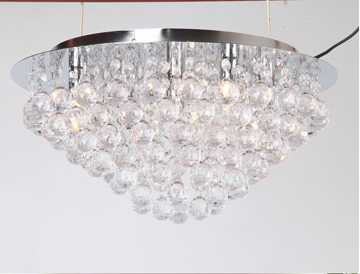 Crystal Droplets Silver Chrome LED Ceiling Flush Pendant Light Chandelier Flush Mounted