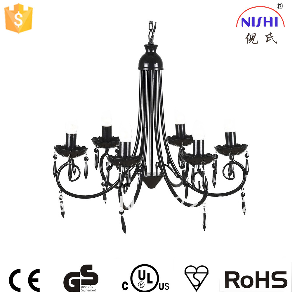 European chandelier iron black candle pendant lamps LED Indoor chandelier