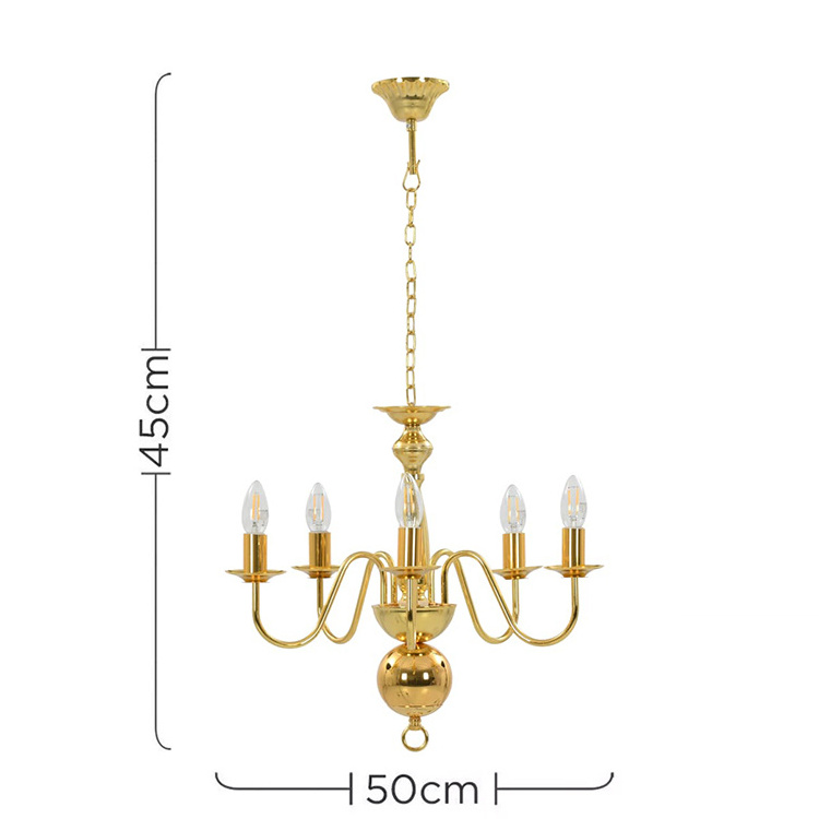 Metal Farmhouse Lighting Gold Restaurant Hanging 5-Lights Dining Table Chandelier Pendant Light Modern With CE UL