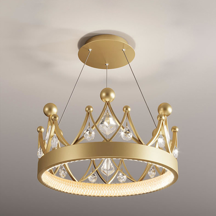 Nordic Lamp Luxury Crystal/Acrylic Chandelier Simple Modern Led Crown Princess Room Girl Bedroom Pendant Ceiling Light