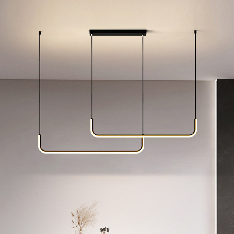 Kitchen Island Lighting Fixture Modern Minimalist Dining Room Drop Acrylic Ceiling Lamps Linear LED Chandelier Pendant Light