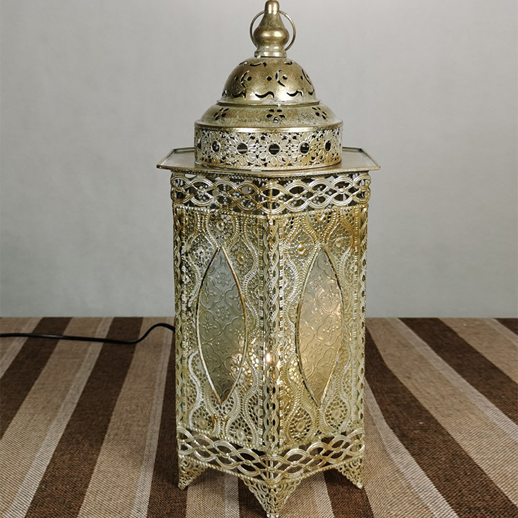 Home Decor Lighting White and Gold Moroccan Style Lantern Floor Lamps Handmade Antique Brass Moroccan Lamp For Home