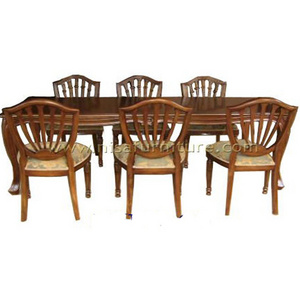 Classic Solid Wood Dining Tables and 6 Chairs set Room Furniture