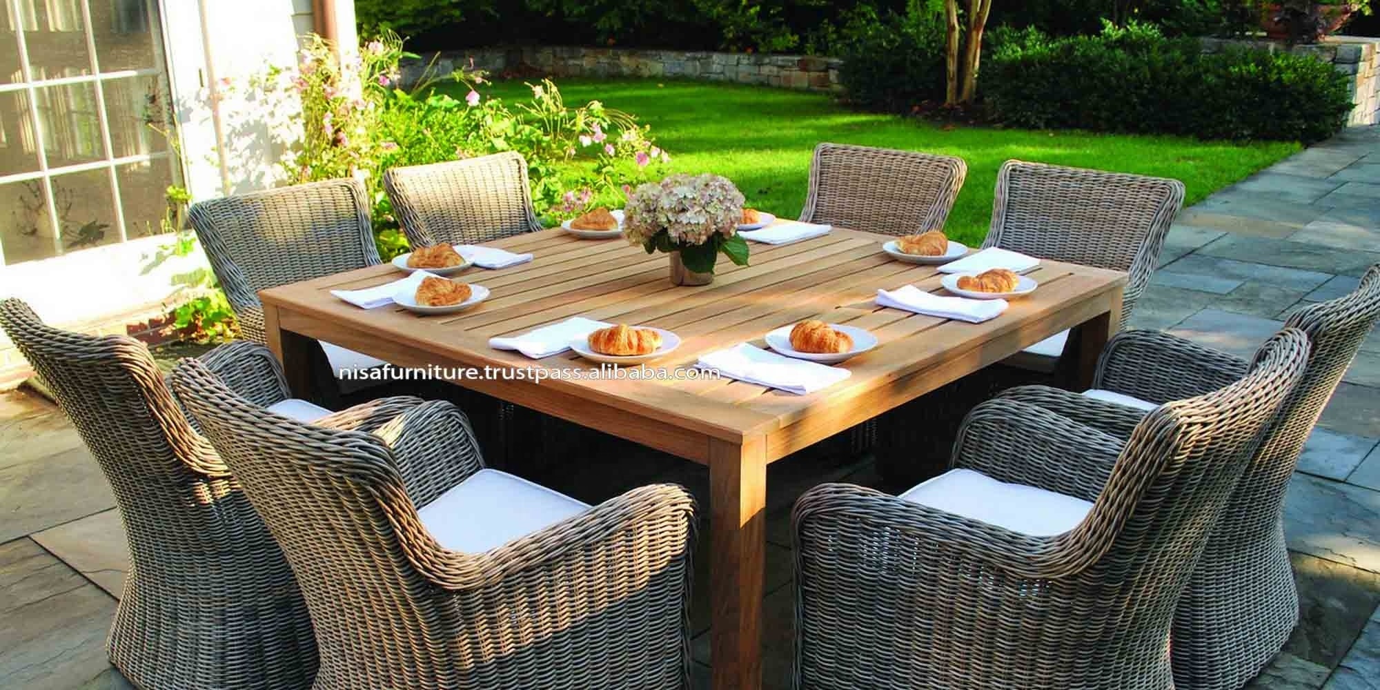 Teak Rattan dining chairs and table garden sets Outdoor Furniture