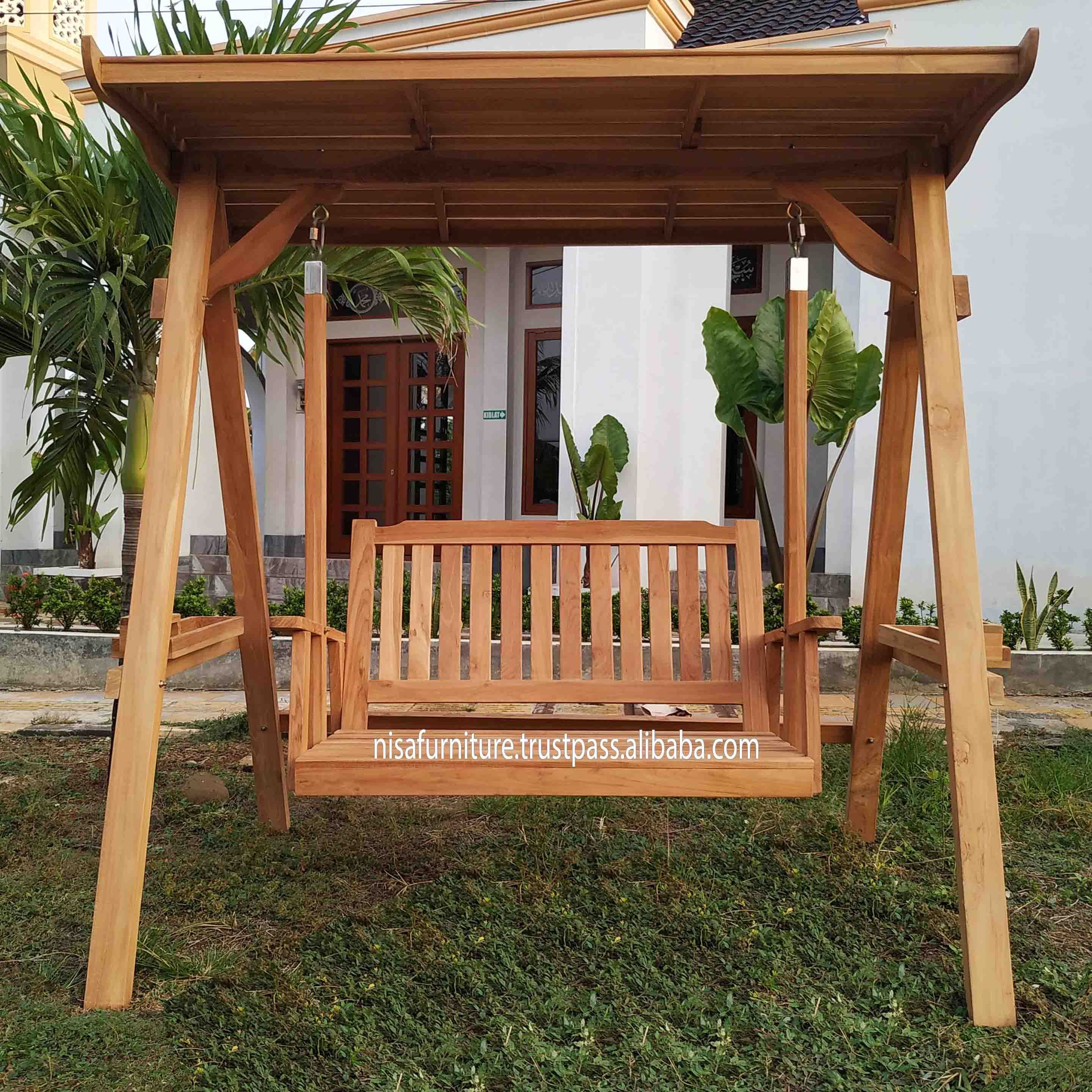 New Patio Garden Outdoor Teak Wooden Swing Bench Chair  Furniture Indonesia