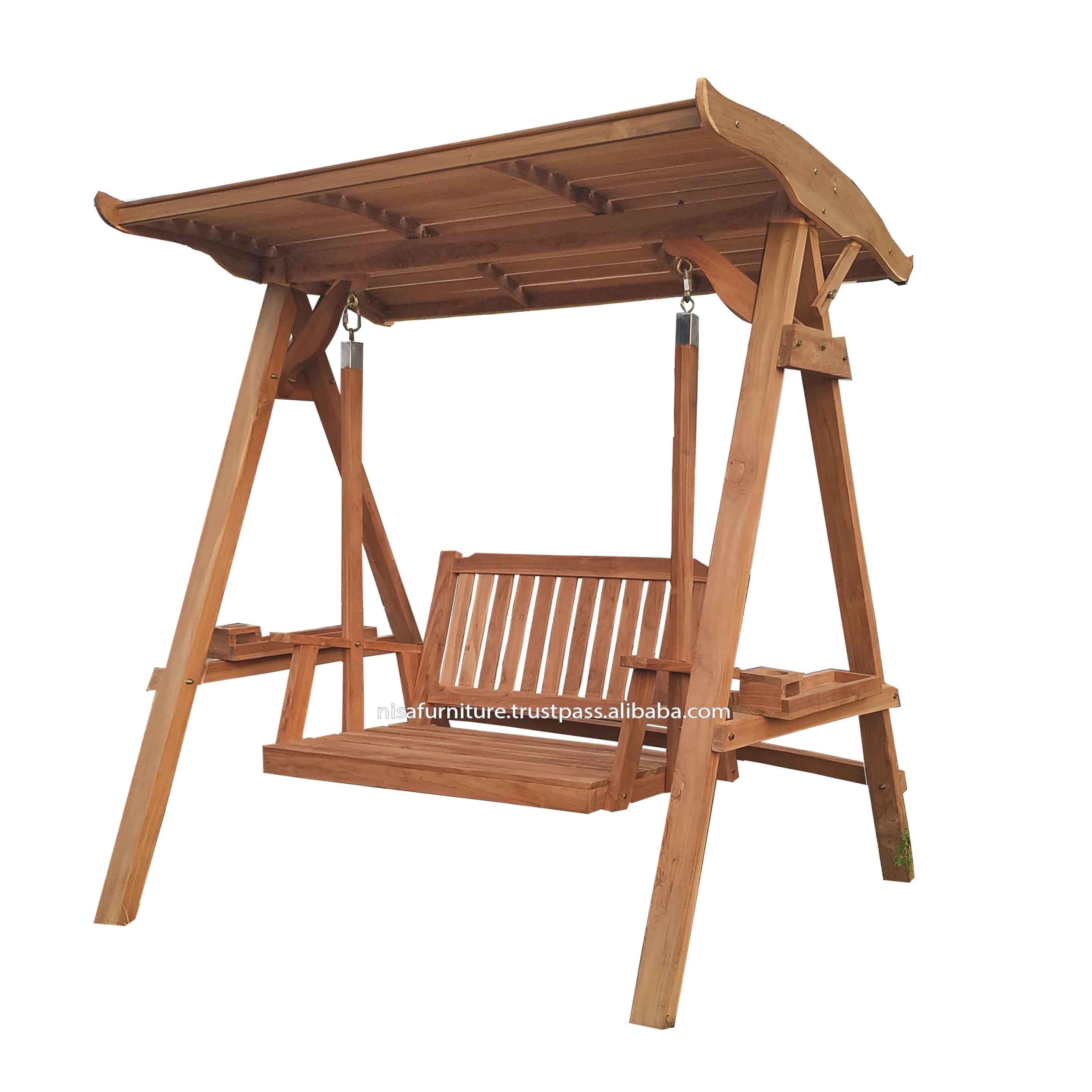 New Patio Garden Outdoor Teak Wooden Swing Bench Chair  Furniture Indonesia