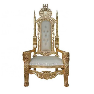 Lion King Hand Wood Carved Throne Chairs Luxury High Back