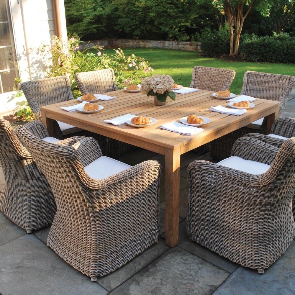 Teak Rattan dining chairs and table garden sets Outdoor Furniture