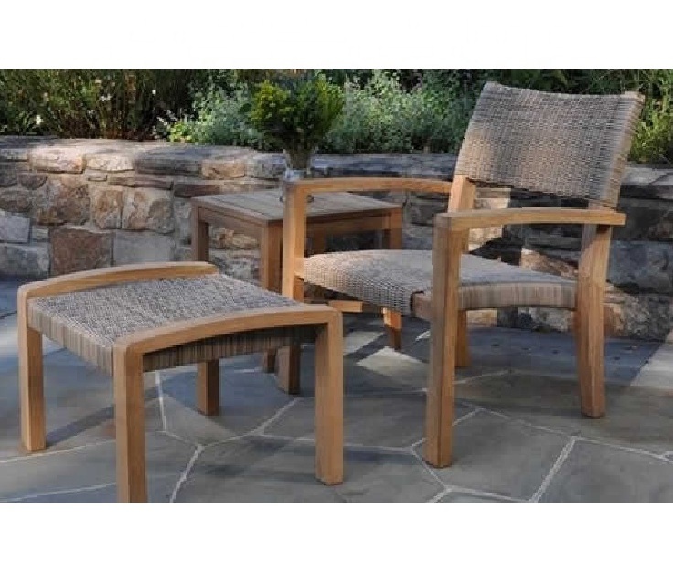 Lounge Rattan Outdoor Wicker Chair with stools ottomans Teak Patio Furniture