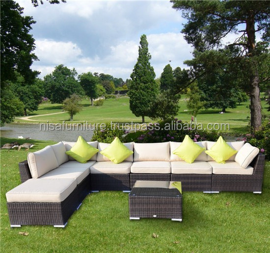 Deluxe Outdoor Patio PE Rattan Wicker 7 seater sectional Sofa Lounge Furniture Set