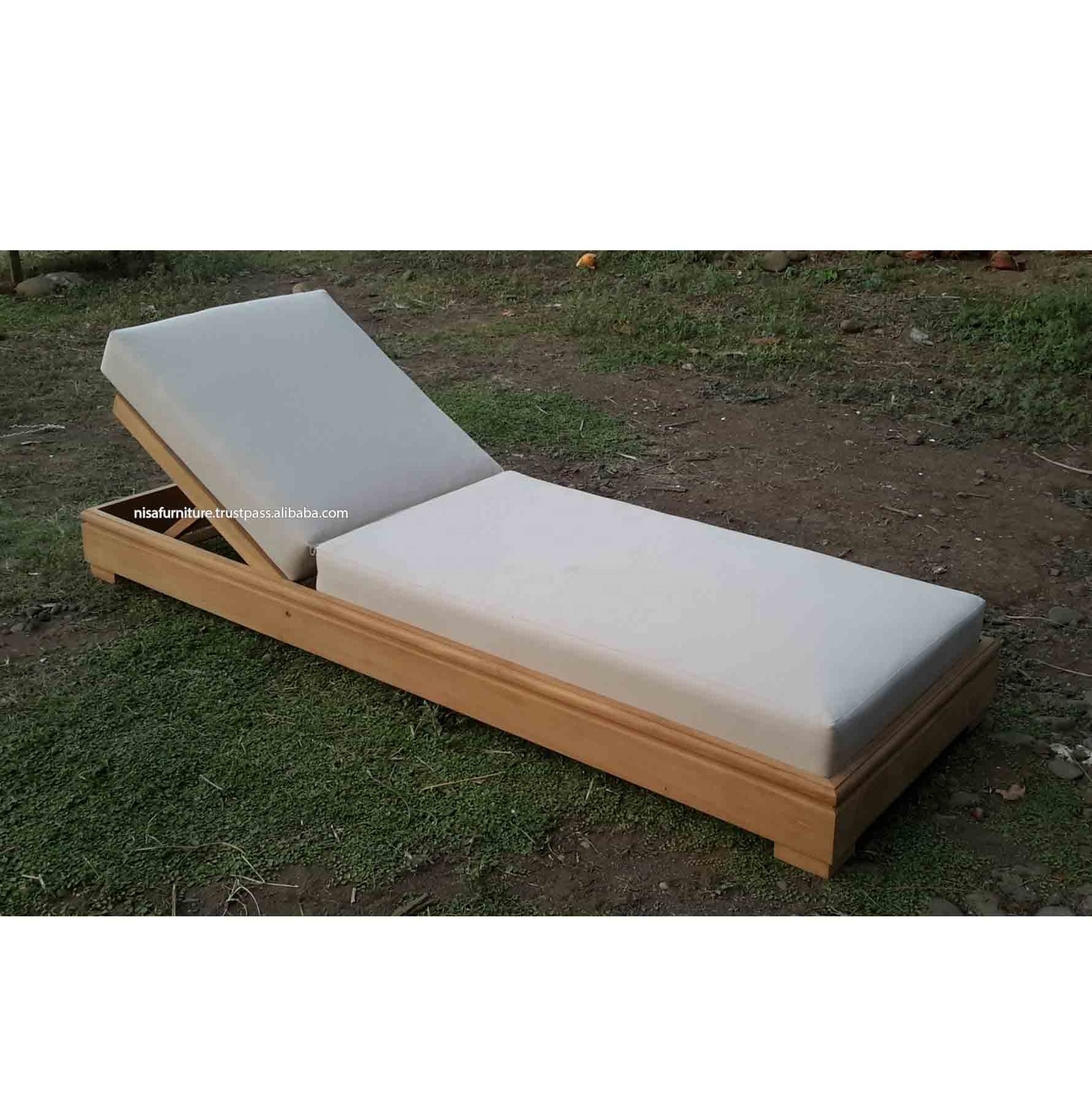 Teak Wood Outdoor beach lazy Sun Loungers Garden Patio Furniture thick cushion