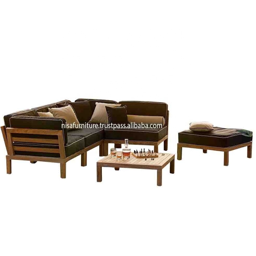 Outdoor Garden Teak Wood Corner Sectional Sofa Sets furniture L Shape