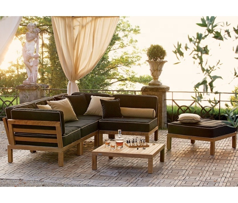 Outdoor Garden Teak Wood Corner Sectional Sofa Sets furniture L Shape