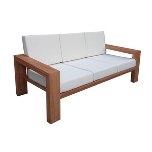 Teak wood Garden Cushion Outdoor Lounge Sofa Indonesia 3 deep seater waterproof Patio Furniture