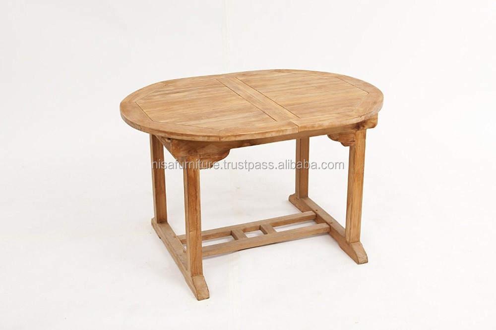 Teak wood price Oval Double Extension Table with 6 Stacking Chairs furniture outdoor dining table set otherhomefurniture