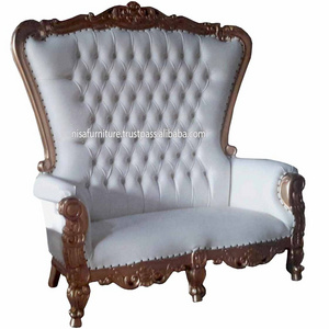 French Upholstery Synthetic Leather King Double Throne Gold baroque living room Chairs sofas(old)