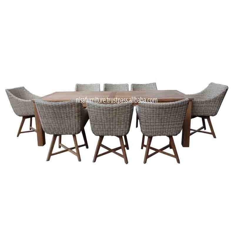 Teak Wood Synthetic Rattan Wicker Raw Material for Patios outdoor furniture dining tables garden sets