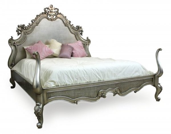 French Royal Style Silver wooden Beds for bedroom furniture