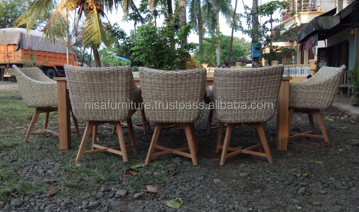 Teak Wood Synthetic Rattan Wicker Raw Material for Patios outdoor furniture dining tables garden sets