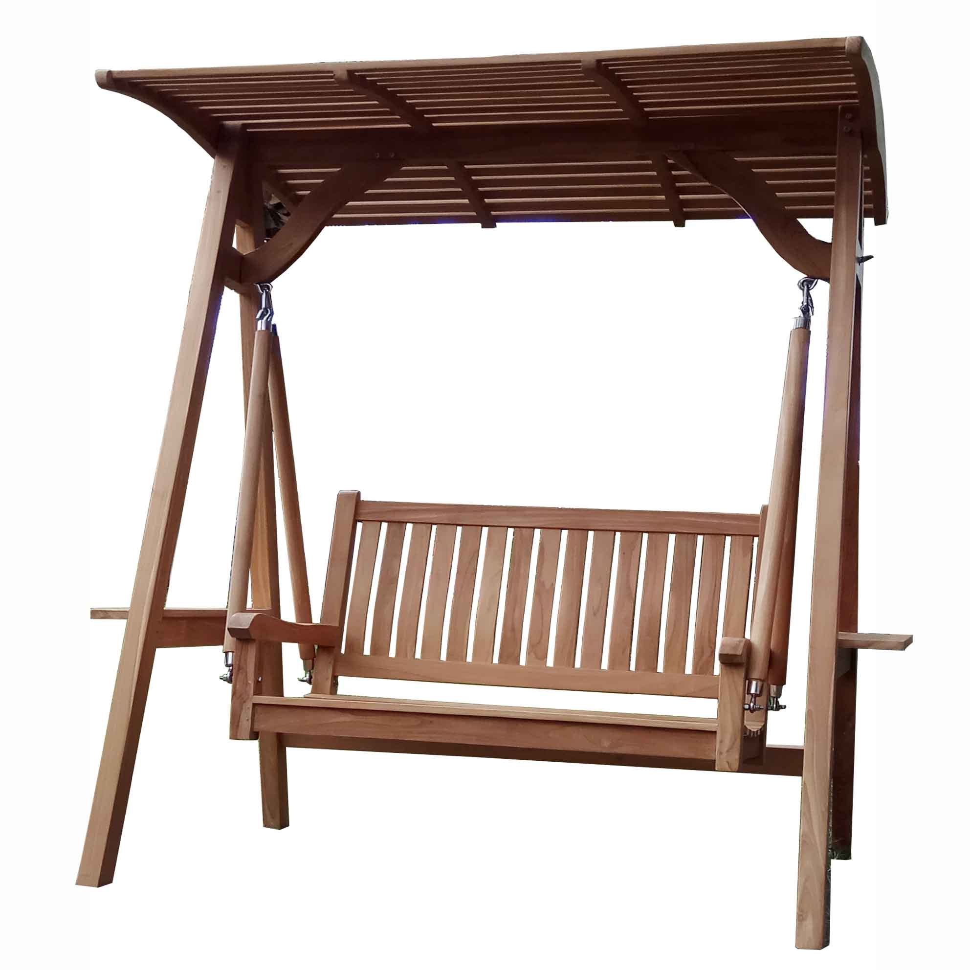 Patio Garden Outdoor Bali Teak Wood Carved Swing Patio  Bench Chair Jepara Furniture