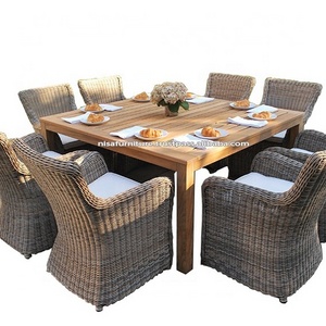 Teak Rattan dining chairs and table garden sets Outdoor Furniture