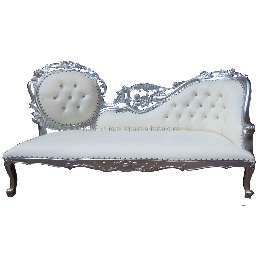 Carved Chaise Synthetic Leather Lounge Royal Wedding sofa Lounge furniture jepara indonesia living room chairs