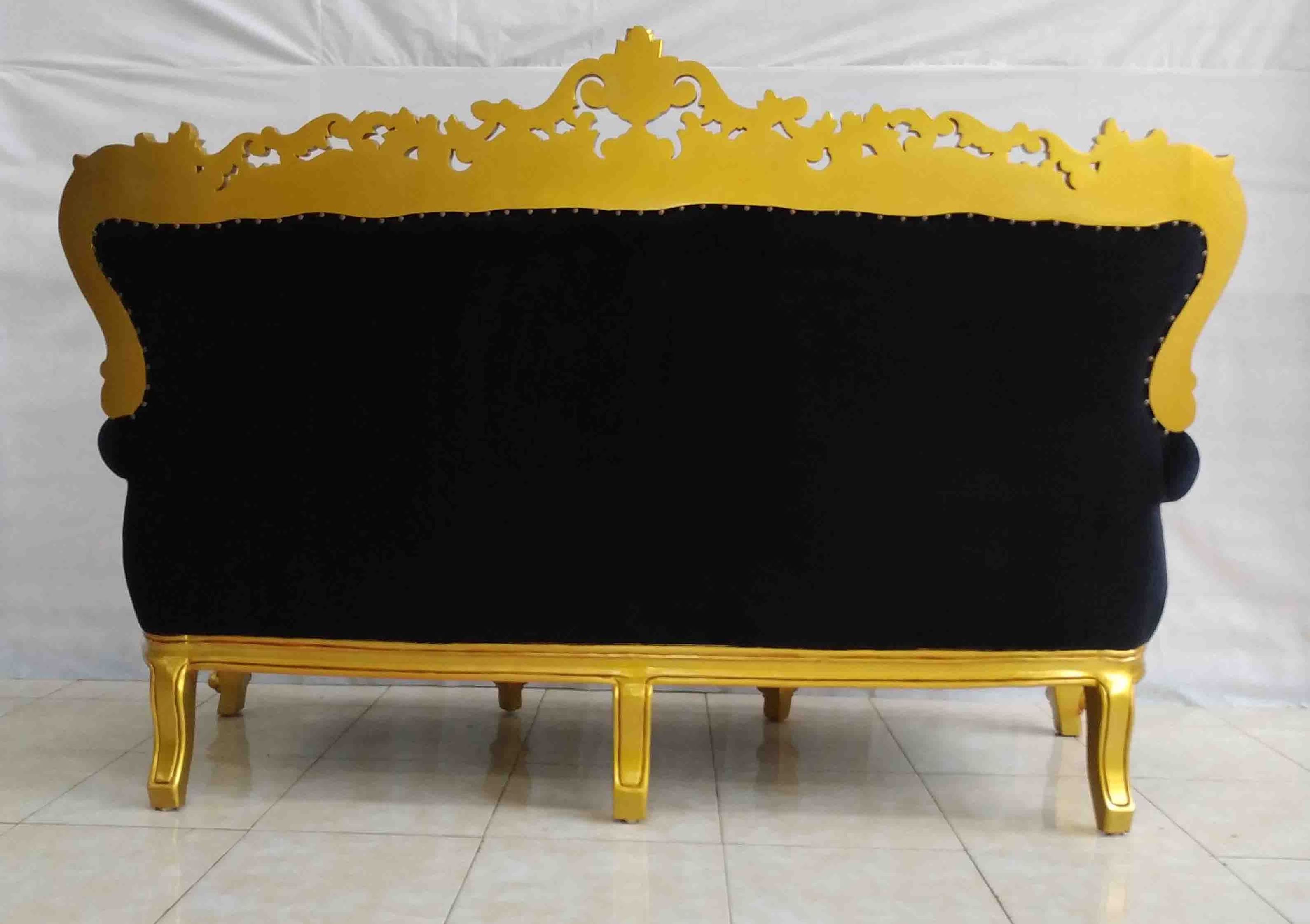 Gold Black Velvet French Rococo Baroque Living Room Sofas(old)