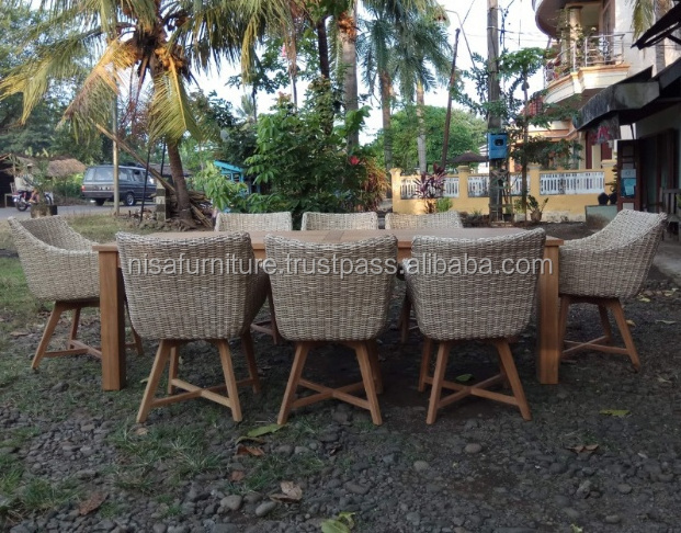 Teak Wood Synthetic Rattan Wicker Raw Material for Patios outdoor furniture dining tables garden sets