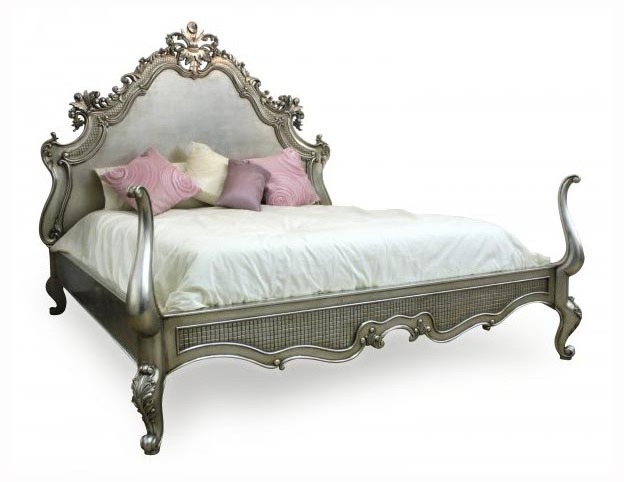 French Royal Style Silver wooden Beds for bedroom furniture