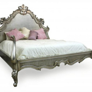 French Royal Style Silver wooden Beds for bedroom furniture