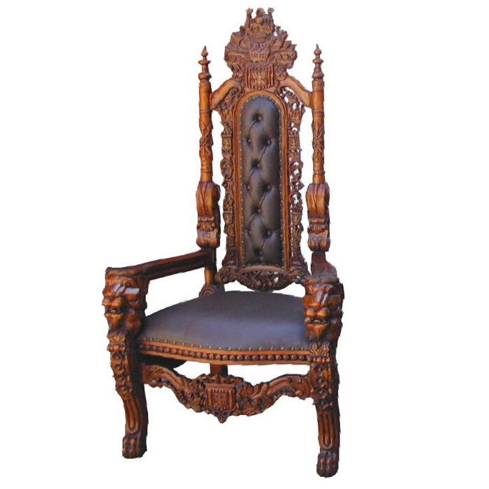 High Back King lion throne brown finish Living Room Chairs