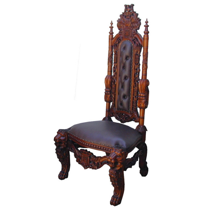 High Back King lion throne brown finish Living Room Chairs