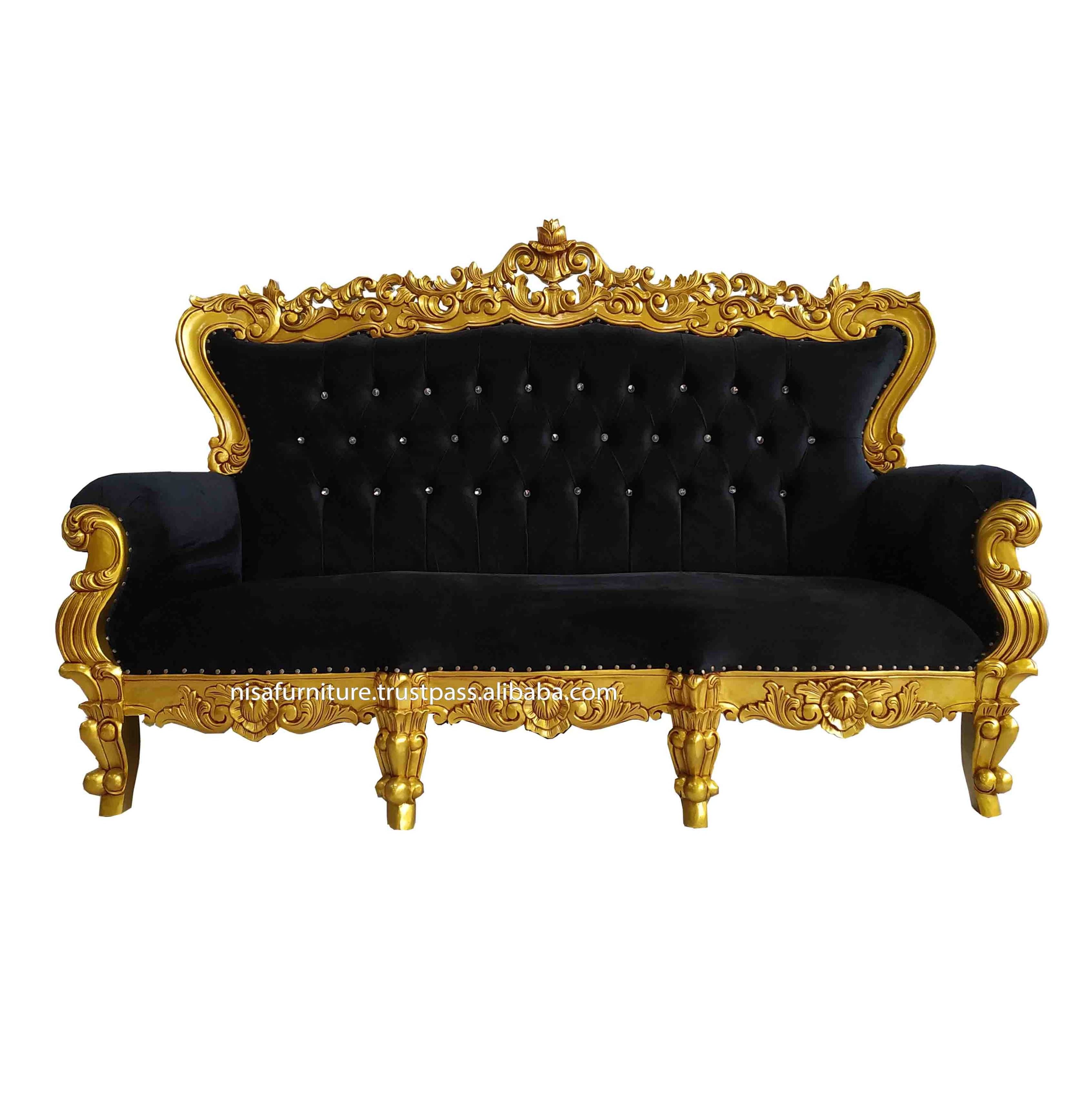 Gold Black Velvet French Rococo Baroque Living Room Sofas(old)