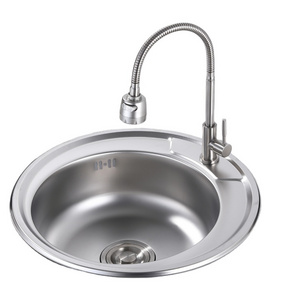 2023 Commercial Cheap 201 Stainless Steel Kitchen Sink Round Steel Sink Top Mounted for Farmhouse Kitchen