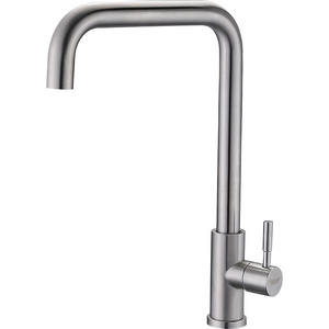 Cold Water Only Kitchen Faucet Brushed Satin Finish Single Handle Single Hole with Deck Plate Brushed Stainless Steel Modern