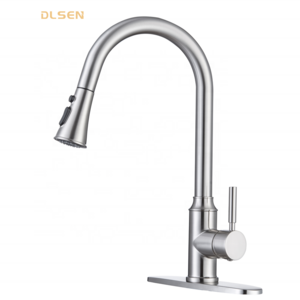 Good Quality Hot Sale Brushed Brass Pull-out Kitchen Tap Mixer Faucet for Economic Hotel Project