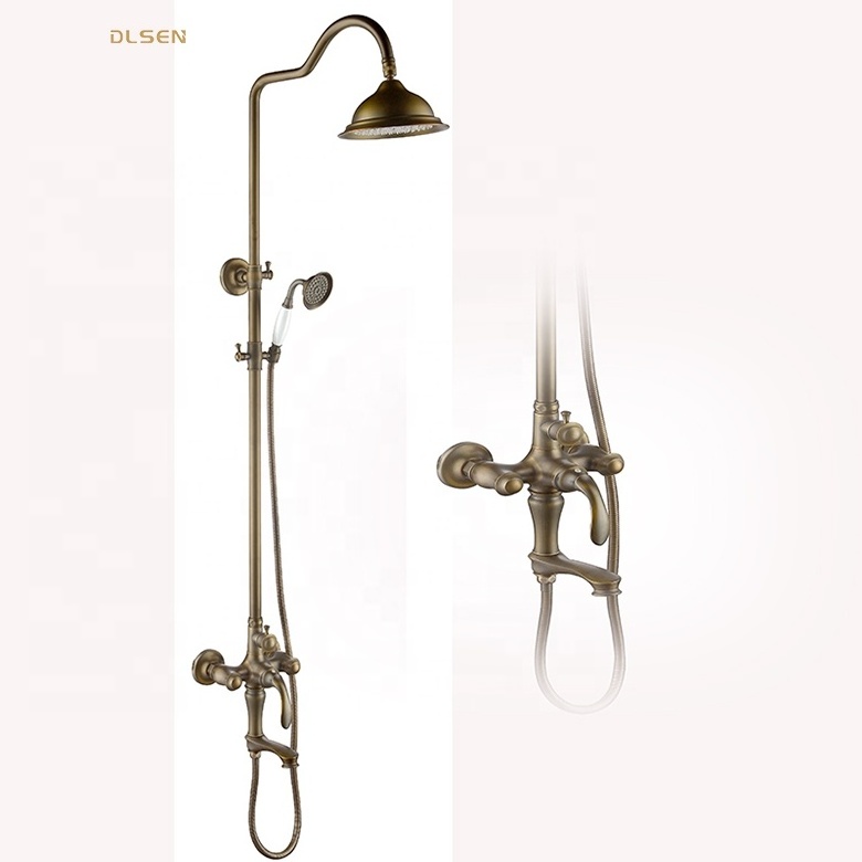 Classical bathroom shower faucet with shower head sanitary brass antique bronze faucet