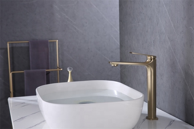 Basin faucet modern gold single hole hot cold water mixer basin faucet bathroom brushed gold basin faucet