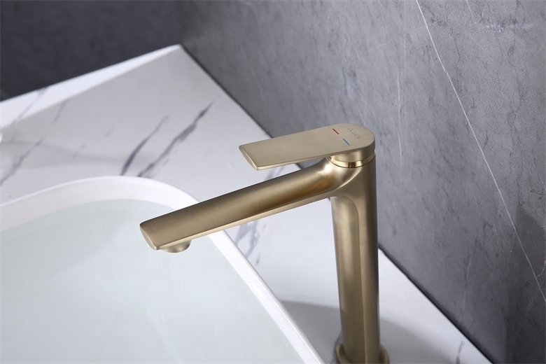 Basin faucet modern gold single hole hot cold water mixer basin faucet bathroom brushed gold basin faucet