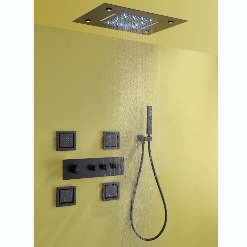 Oil Rubbed Bronze Rainfall Shower Faucet Ceiling Mount LED 12