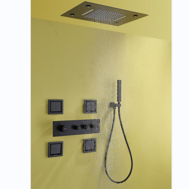 Oil Rubbed Bronze Rainfall Shower Faucet Ceiling Mount LED 12