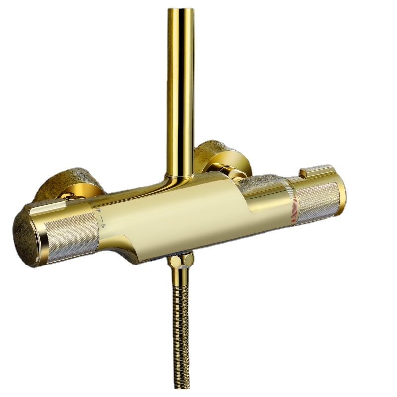 Polished Gold Shower System Shower Faucet Sets Complete with Wall Mounted Shower Fixtures Valve Body and Trim Kit